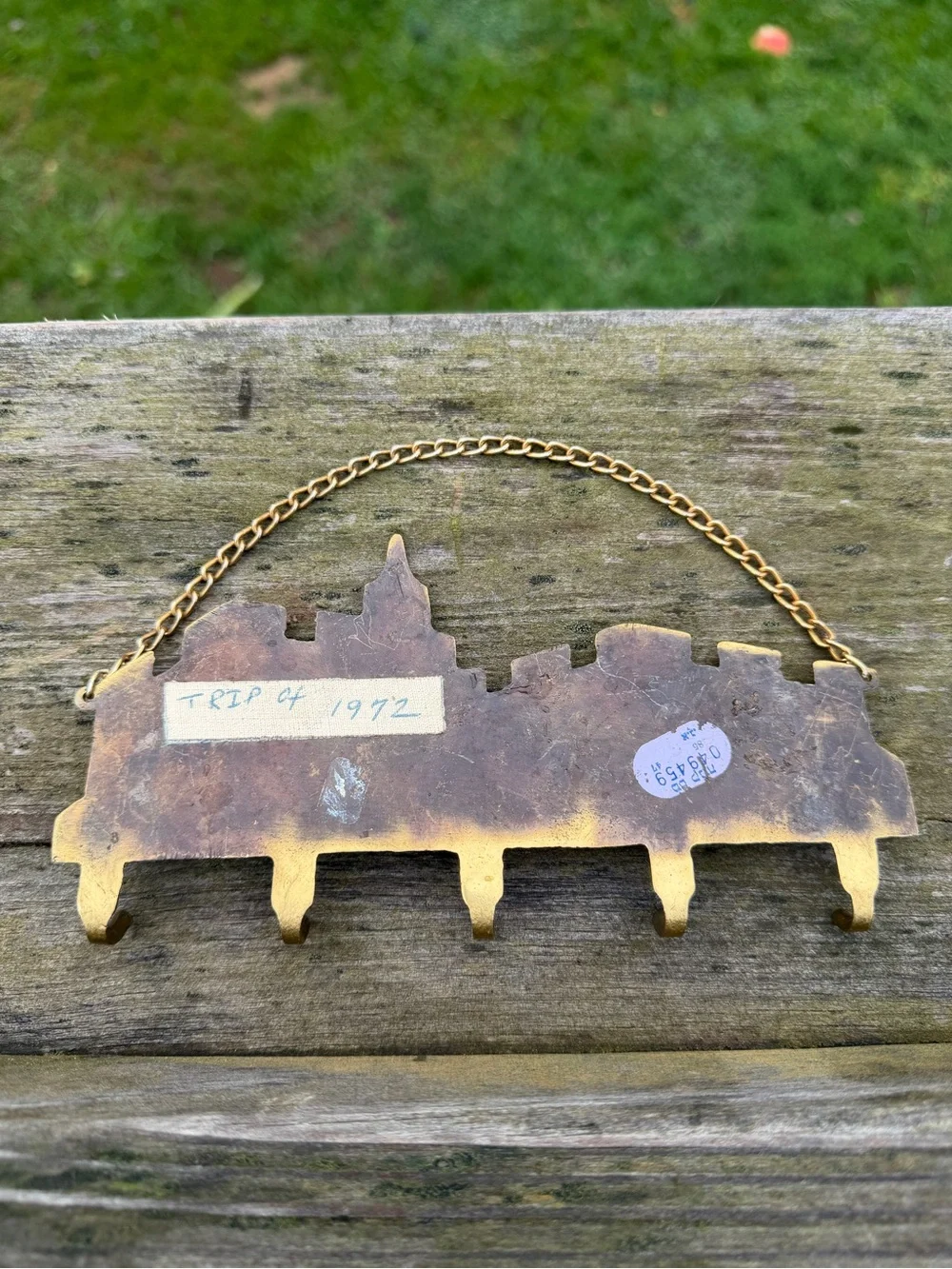 Vintage Brass Key Holder, Brass Shalom Wall Key Hook, Jerusalem Souvenir